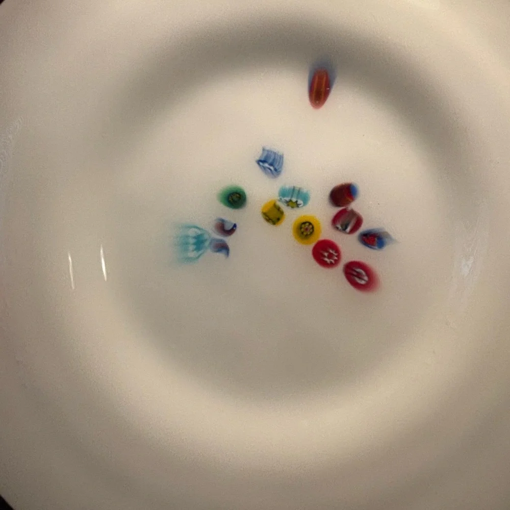 Set of Murano Italian millefiori Crate&Barrel fused glass plates 8” set of four